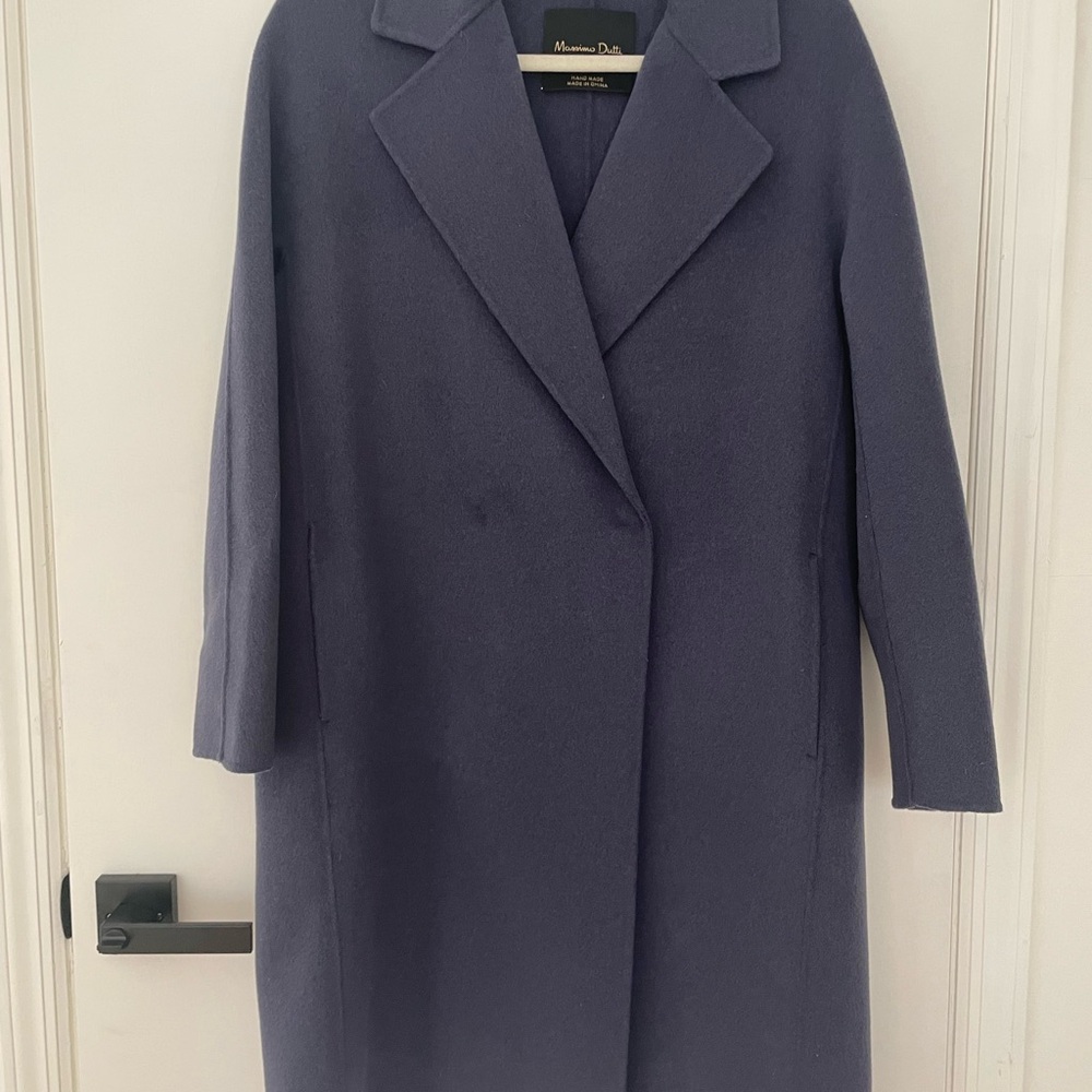 Massimo Dutti Handmade Wool Coat Small Gray Purple